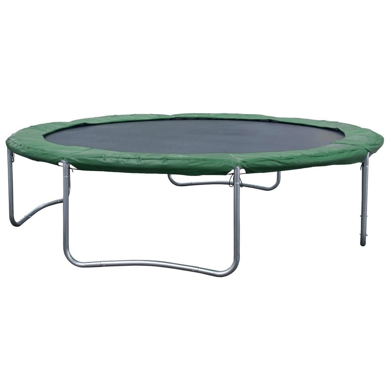 Trampoline HOME4YOU med grønt underlag 426 cm, grønn polstring, svart matte