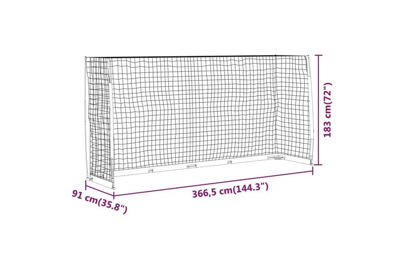 Fotballmål 366,5x91x183 cm stål - Svart - Utendørs spill