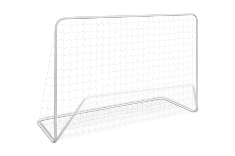 Fotballmål med nett 182x61x122 cm stål hvit - Utendørs spill