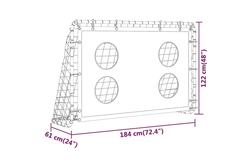 Fotballmål treningsnett stål 184x61x122 cm - Svart - Utendørs spill