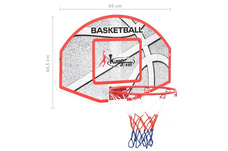 Veggmontert basketballsett 5 deler 66x44,5 cm - Flerfarget - Utendørs spill
