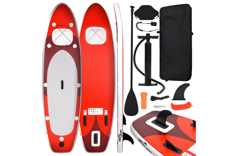 Oppblåsbart padlebrettsett rød 360x81x10 cm - Rød - Vannsport & vannlek