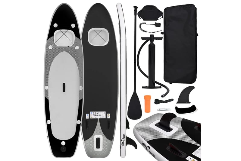 Oppblåsbart padlebrettsett svart 330x76x10 cm - Svart - Vannsport & vannlek