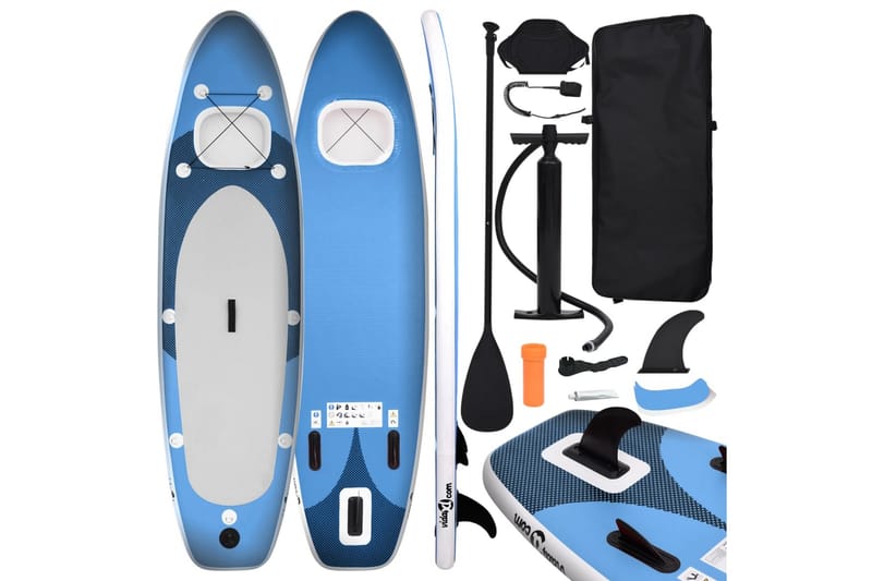 Oppblåsbart padlebrettsett havblå 330x76x10 cm - Blå - Vannsport & vannlek