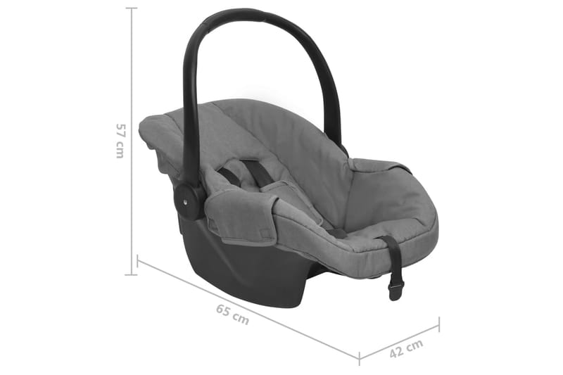 Barnebilsete lysegrå 42x65x57 cm - Grå - Bilstol baby