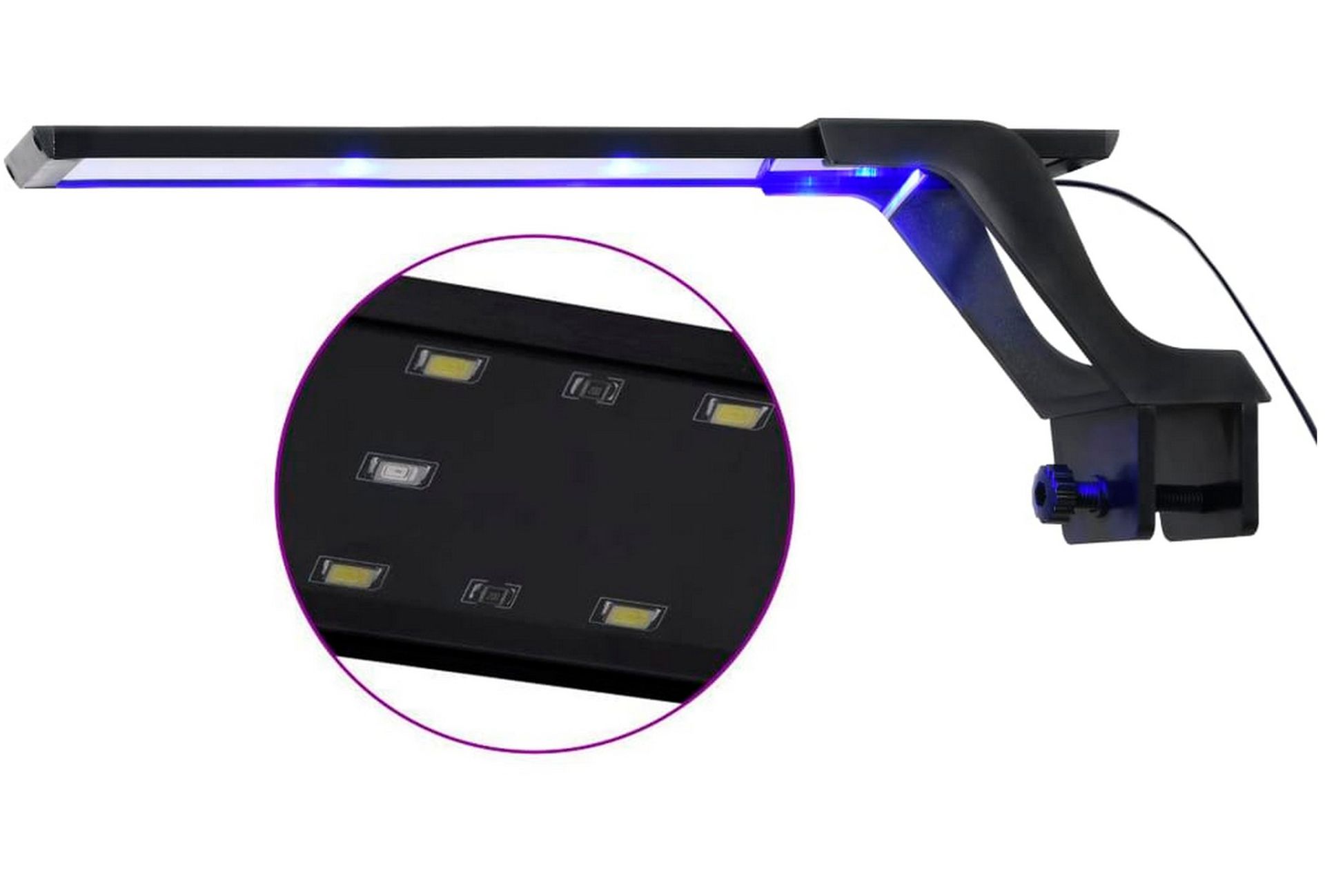 Akvarium LED-lys med klemme 35-55 cm blå & hvit - Sport & fritid - Til dyrene - Fisk & reptiler