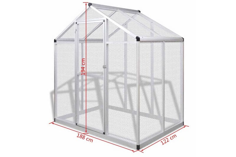 Utendørs fuglebur aluminium 178x122x194 cm - Sport & fritid - Til dyrene - Fugl - Fuglebur & voliere