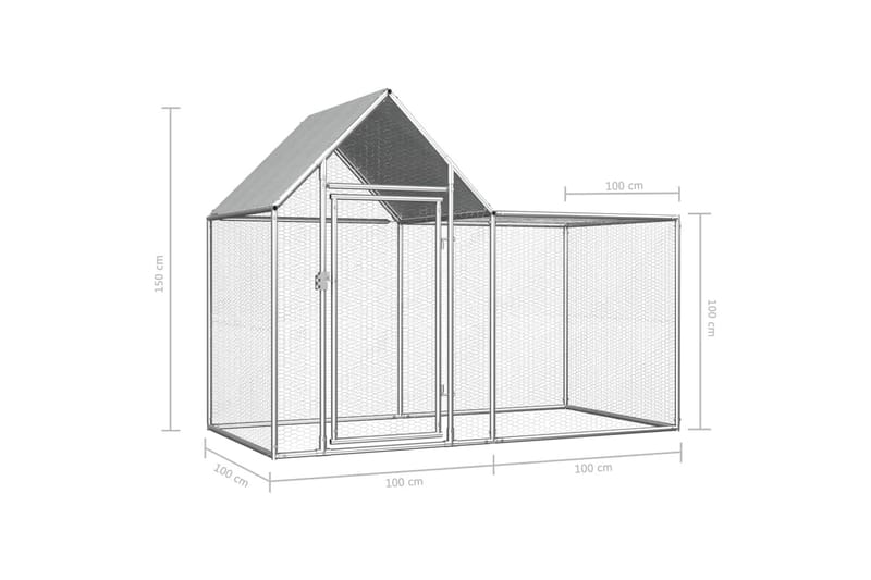 Hønsehus 2x1x1,5 m galvanisert stål - Hønsehus - Til dyrene - Hønsegård