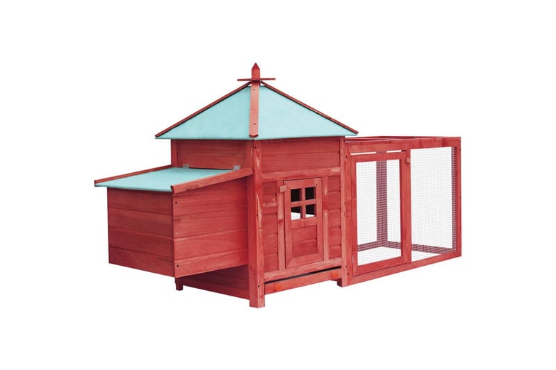 Hønsehus med verpekasse rød 193x68x104 cm heltre gran - Rød - Sport & fritid - Til dyrene - Fugl - Hønsehus