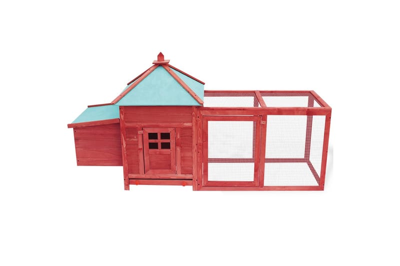 Hønsehus med verpekasse rød 193x68x104 cm heltre gran - Rød - Sport & fritid - Til dyrene - Fugl - Hønsehus
