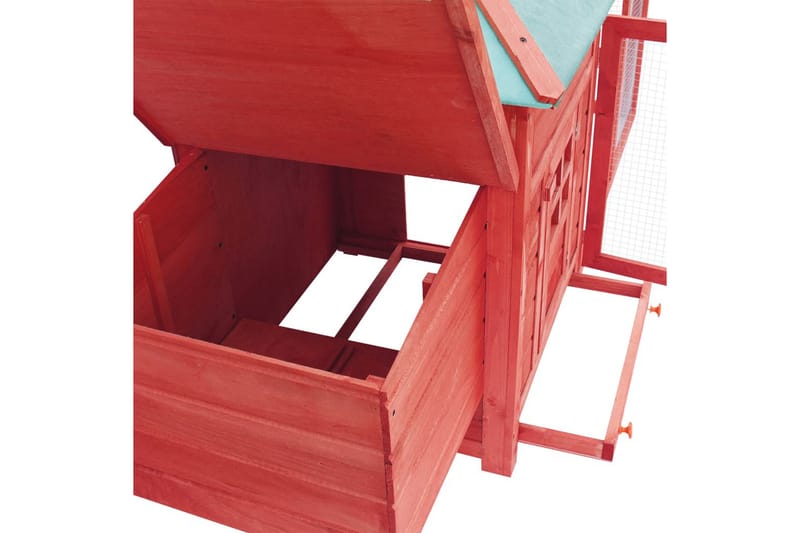 Hønsehus med verpekasse rød 193x68x104 cm heltre gran - Rød - Sport & fritid - Til dyrene - Fugl - Hønsehus