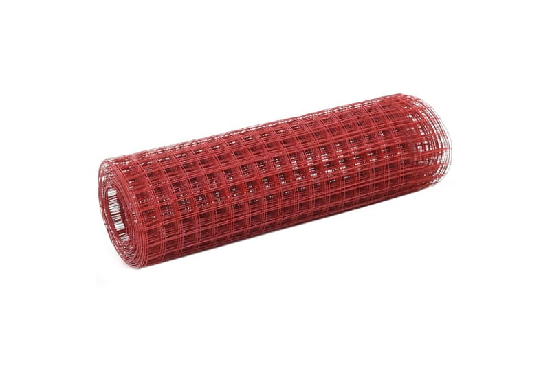 Trådgjerde kylling stål med PVC-belegg 10x0,5 m rød - Sport & fritid - Til dyrene - Fugl - Hønsehus