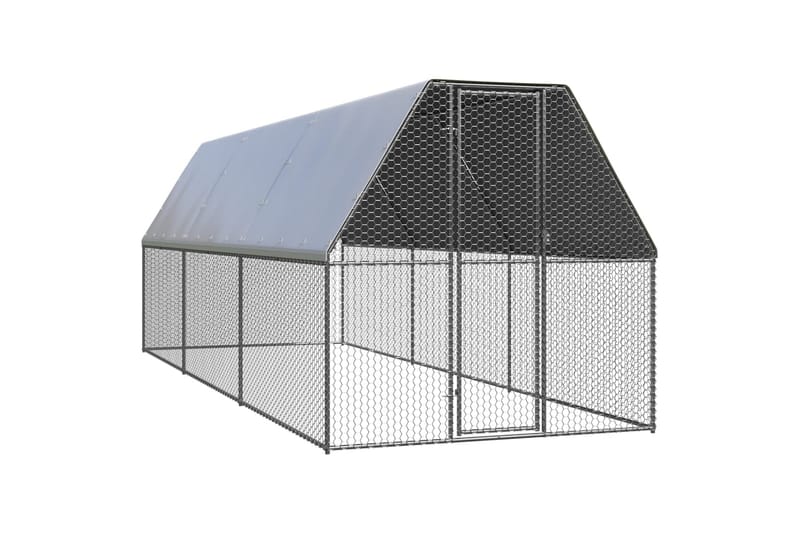 Utendørs hønsehus 2x6x2 m galvanisert stål - Silver - Hønsehus - Til dyrene - Hønsegård