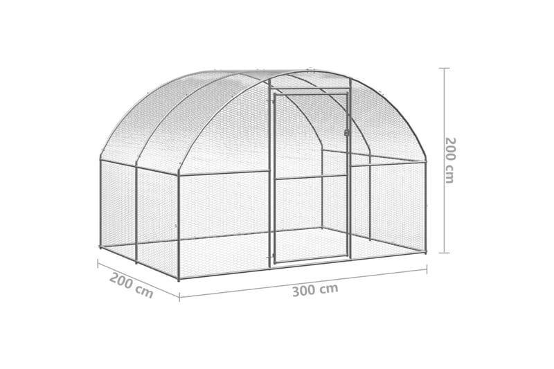 Utendørs hønsehus 3x2x2 m galvanisert stål - Silver - Hønsehus - Til dyrene - Hønsegård