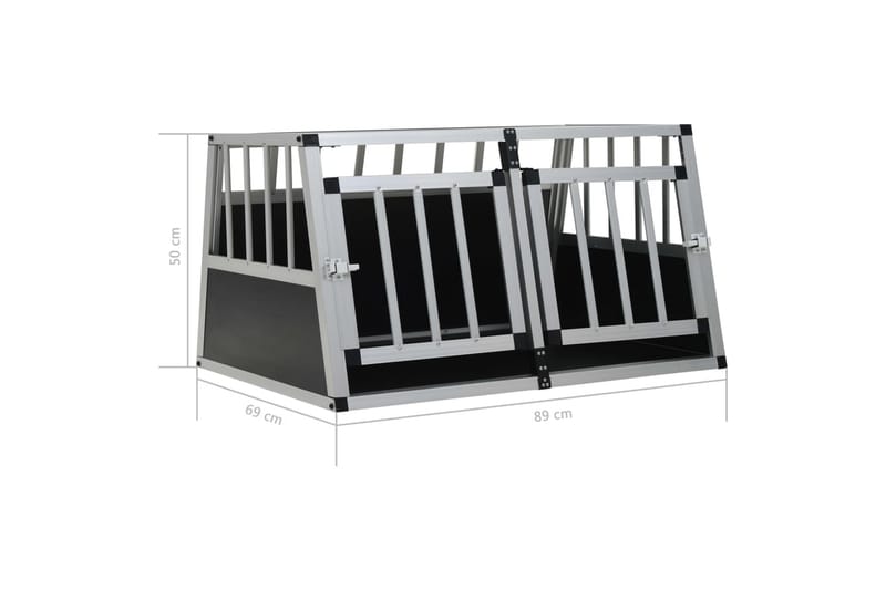 Hundebur med dobbel dør 89x69x50 cm - Sport & fritid - Til dyrene - For hund - Hundebur & bilbur hund