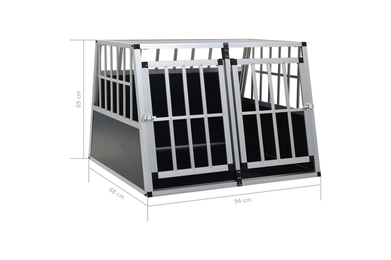 Hundebur med dobbel dør 94x88x69 cm - Sport & fritid - Til dyrene - For hund - Hundebur & bilbur hund