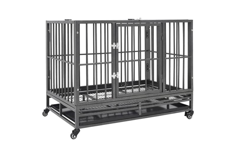 Hundebur med hjul stål 102x72x85 cm - Svart - Sport & fritid - Til dyrene - For hund - Hundebur & bilbur hund