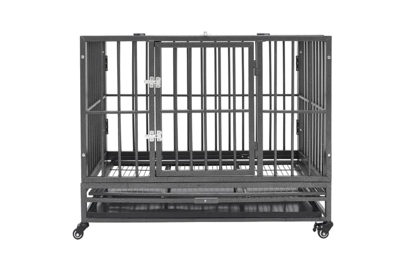 Hundebur med hjul stål 102x72x85 cm - Svart - Sport & fritid - Til dyrene - For hund - Hundebur & bilbur hund