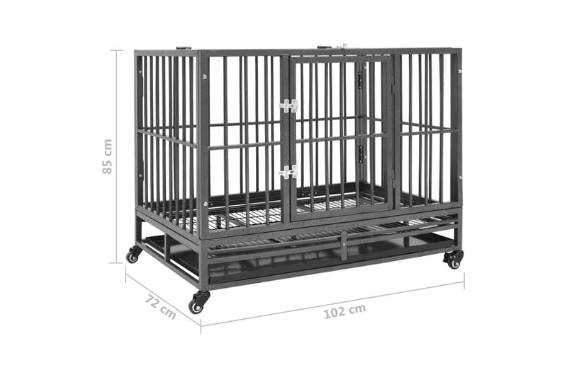 Hundebur med hjul stål 102x72x85 cm - Svart - Sport & fritid - Til dyrene - For hund - Hundebur & bilbur hund