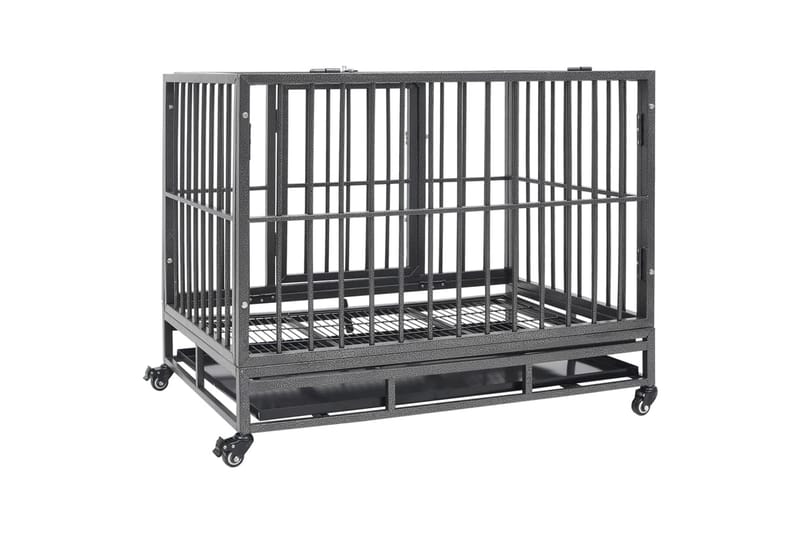 Hundebur med hjul stål 92x62x76 cm - Svart - Sport & fritid - Til dyrene - For hund - Hundebur & bilbur hund
