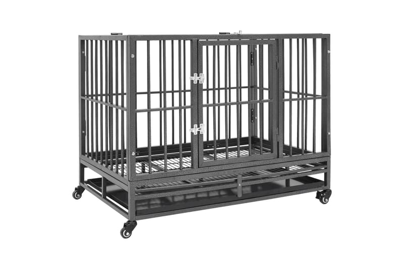 Hundebur med hjul stål 92x62x76 cm - Svart - Sport & fritid - Til dyrene - For hund - Hundebur & bilbur hund