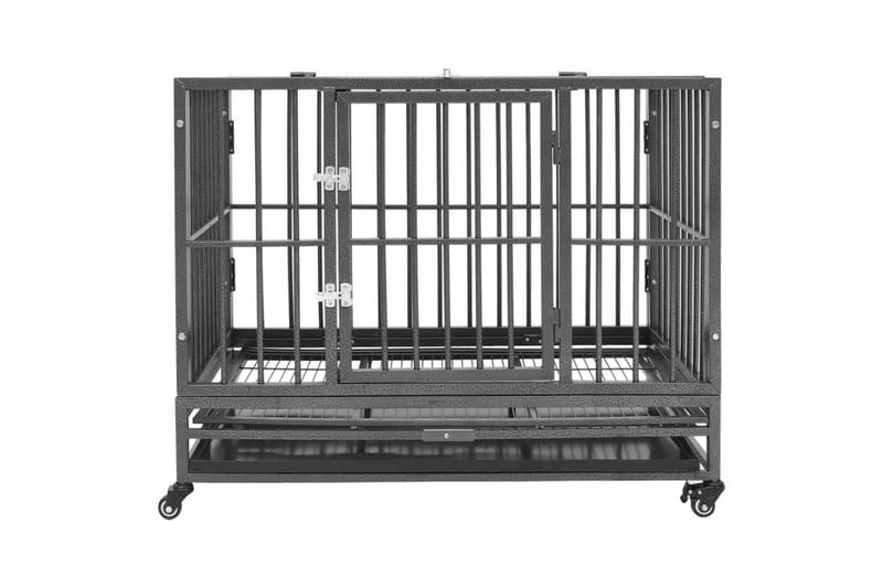 Hundebur med hjul stål 92x62x76 cm - Svart - Sport & fritid - Til dyrene - For hund - Hundebur & bilbur hund