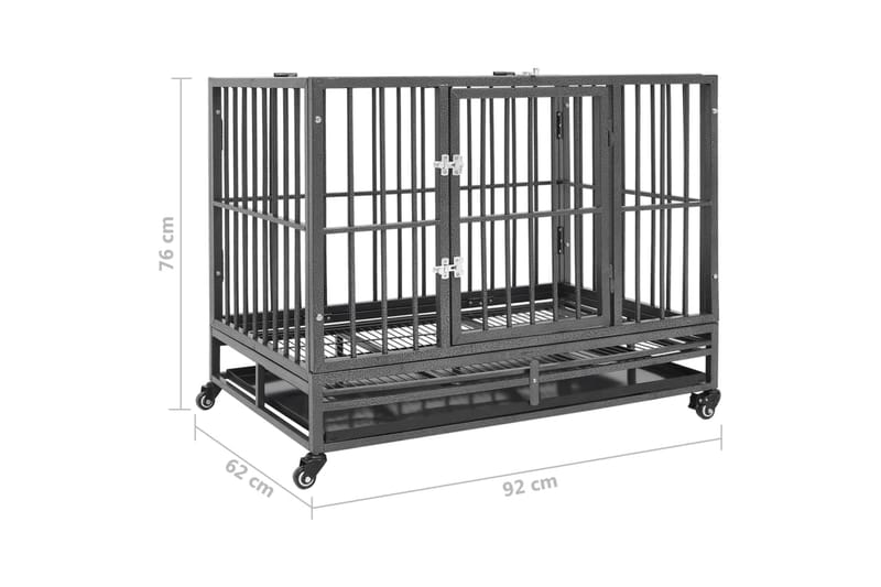 Hundebur med hjul stål 92x62x76 cm - Svart - Sport & fritid - Til dyrene - For hund - Hundebur & bilbur hund