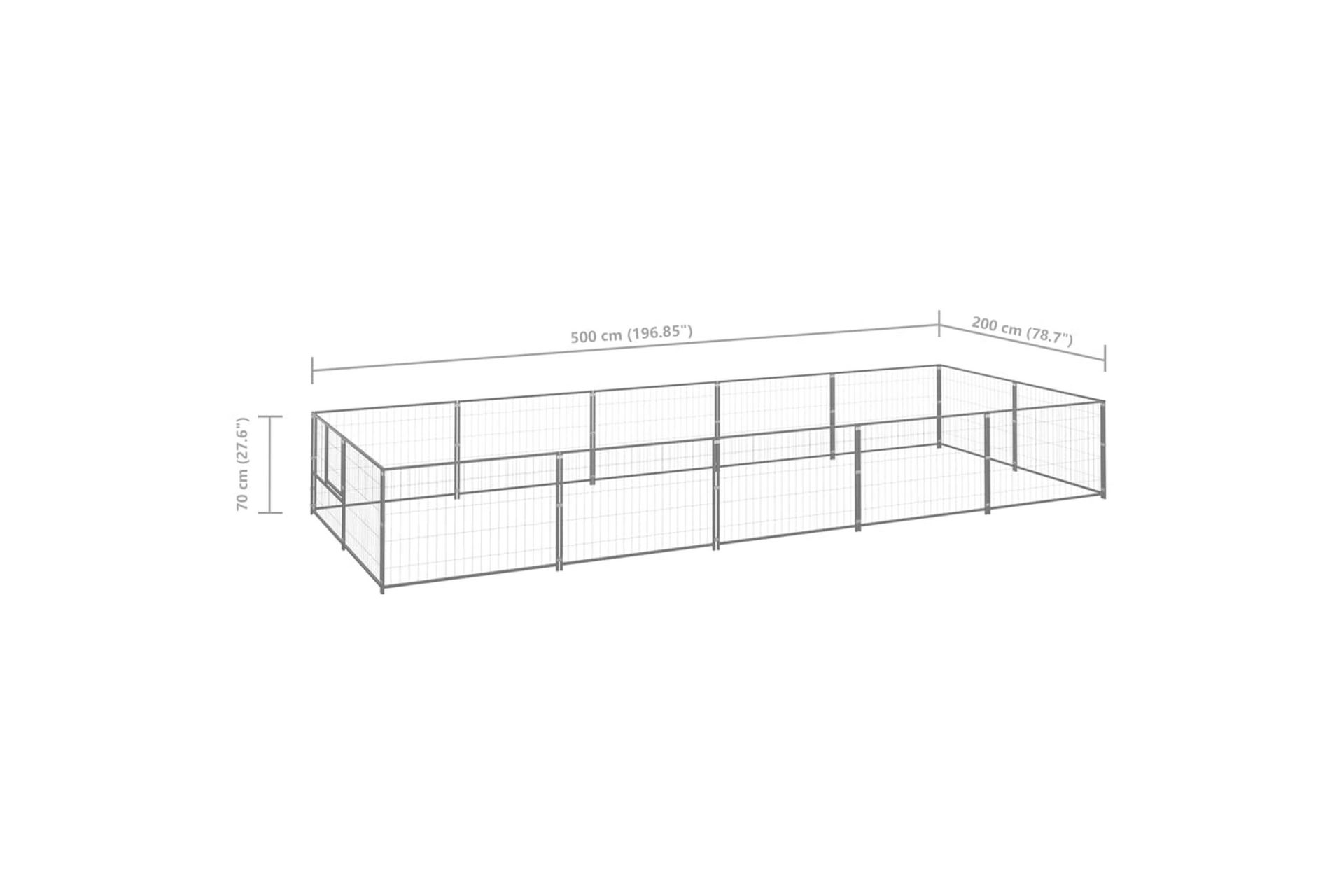 Hundegård sølv 10 m² stål - Silver - Sport & fritid - Til dyrene - For hund - Hundemøbler