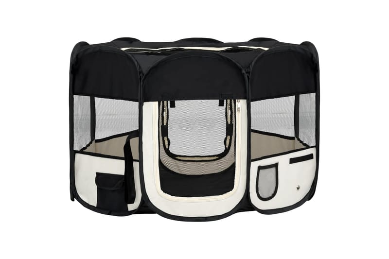 Sammenleggbar lekegrind for hunder bæreveske 110x110x58cm - Svart - Sport & fritid - Til dyrene - For hund - Hundegrind & hundegjerde - Valpebinge