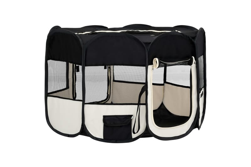 Sammenleggbar lekegrind for hunder bæreveske 110x110x58cm - Svart - Sport & fritid - Til dyrene - For hund - Hundegrind & hundegjerde - Valpebinge