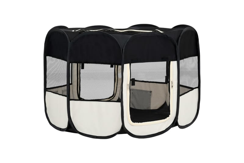 Sammenleggbar lekegrind for hunder bæreveske 110x110x58cm - Svart - Sport & fritid - Til dyrene - For hund - Hundegrind & hundegjerde - Valpebinge