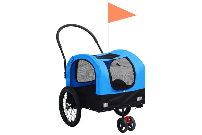 2-i-1 sykkeltilhenger og joggevogn for kjæledyr blå og svart - Blå - Hundemøbler - Sykkelvogn & sykkel henger - Hundevogn & sykkelkurv hund