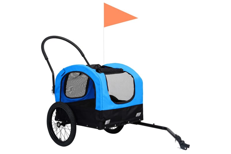 2-i-1 sykkeltilhenger og joggevogn for kjæledyr blå og svart - Blå - Sykkelvogn & sykkel henger - Hundemøbler - Hundevogn & sykkelkurv hund