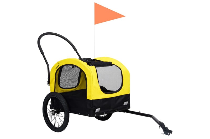 2-i-1 sykkeltilhenger og joggevogn for kjæledyr gul og svart - Gul - Sykkelvogn & sykkel henger - Hundemøbler - Hundevogn & sykkelkurv hund