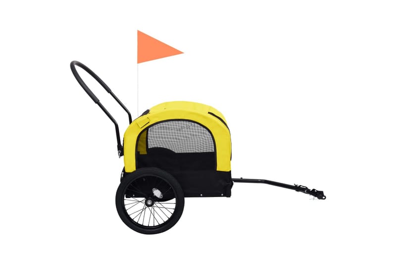 2-i-1 sykkeltilhenger og joggevogn for kjæledyr gul og svart - Gul - Sykkelvogn & sykkel henger - Hundemøbler - Hundevogn & sykkelkurv hund