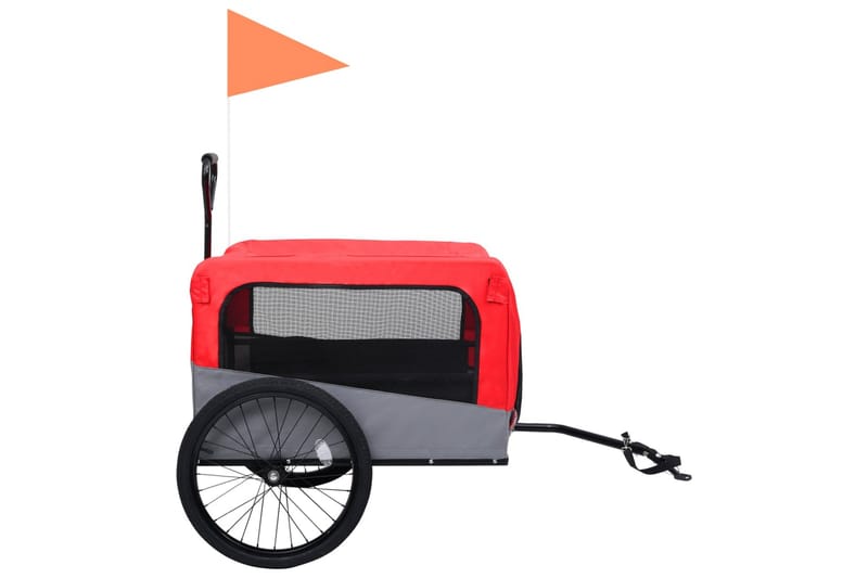 2-i-1 sykkeltilhenger og joggevogn for kjæledyr rød og grå - Rød - Sykkelvogn & sykkel henger - Hundemøbler - Hundevogn & sykkelkurv hund