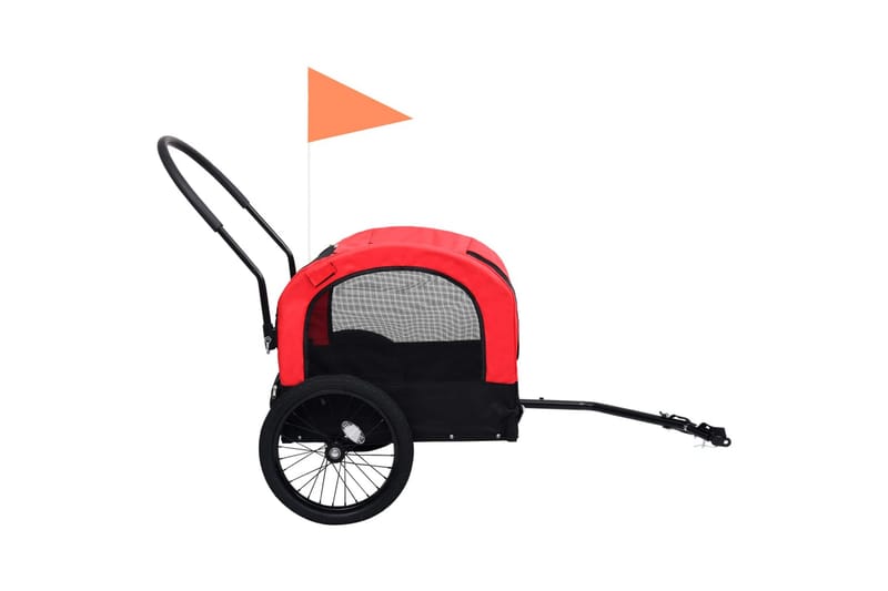 2-i-1 sykkeltilhenger og joggevogn for kjæledyr rød og svart - Rød - Sykkelvogn & sykkel henger - Hundemøbler - Hundevogn & sykkelkurv hund