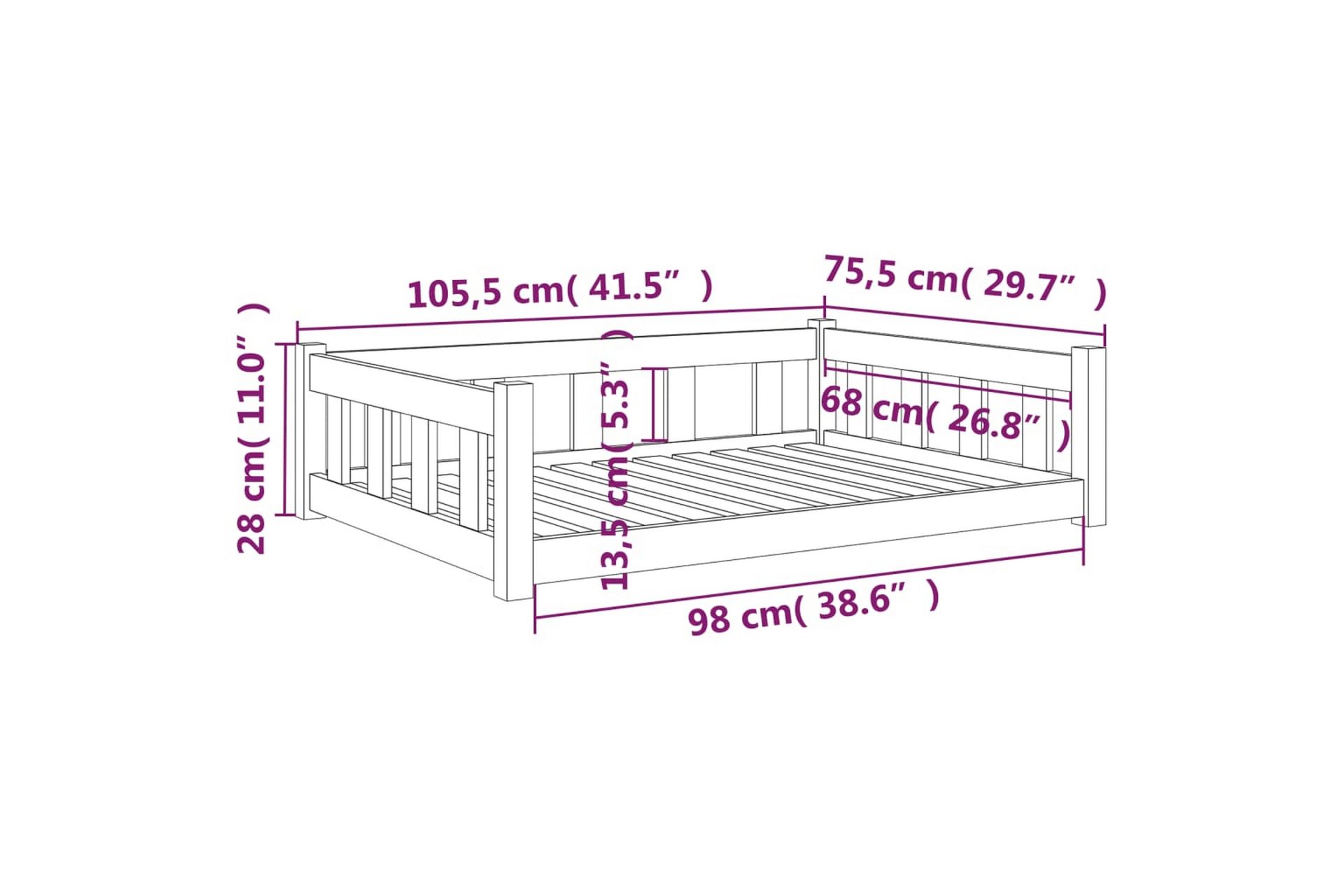beBasic Hundeseng 105,5x75,5x28 cm heltre furu - Brun - Sport & fritid - Til dyrene - For hund - Hundemøbler - Hundekurv & hundeseng
