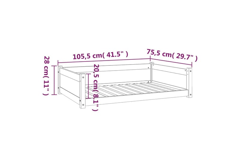 beBasic Hundeseng 105,5x75,5x28 cm heltre furu - Brun - Hundekurv & hundeseng - Hundemøbler