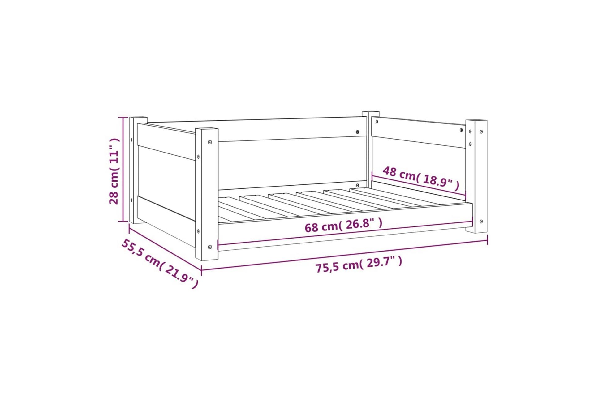 beBasic Hundeseng 75,5x55,5x28 cm heltre furu - Brun - Sport & fritid - Til dyrene - For hund - Hundemøbler - Hundekurv & hundeseng