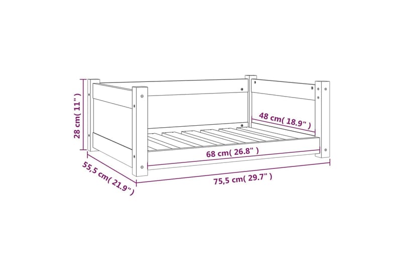 beBasic Hundeseng 75,5x55,5x28 cm heltre furu - Brun - Sport & fritid - Til dyrene - For hund - Hundemøbler - Hundekurv & hundeseng