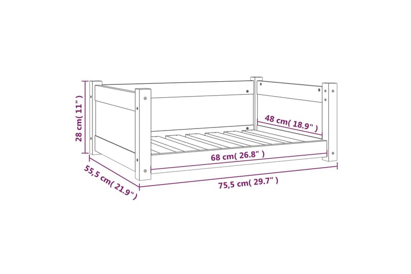 beBasic Hundeseng 75,5x55,5x28 cm heltre furu - Brun - Hundemøbler - Hundekurv & hundeseng