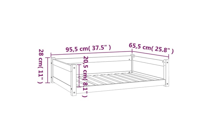 beBasic Hundeseng 95,5x65,5x28 cm heltre furu - Brun - Hundekurv & hundeseng - Hundemøbler