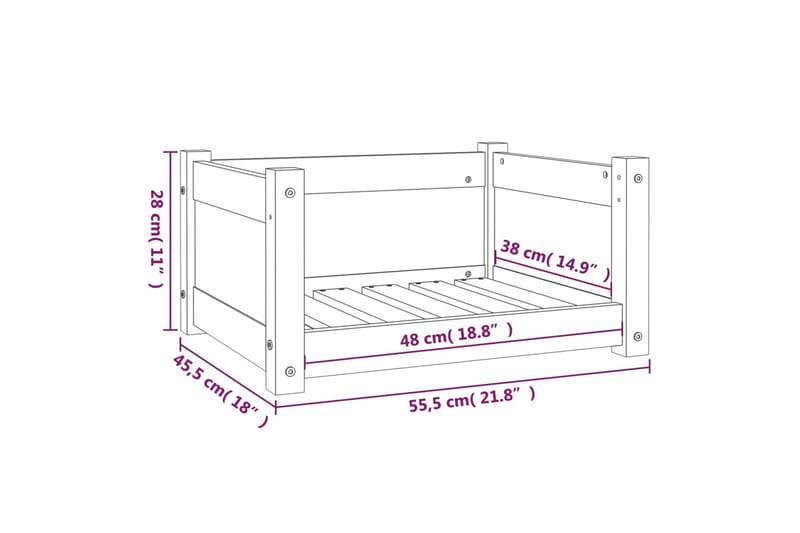 beBasic Hundeseng honningbrun 55,5x45,5x28 cm heltre furu - Brun - Hundekurv & hundeseng - Hundemøbler