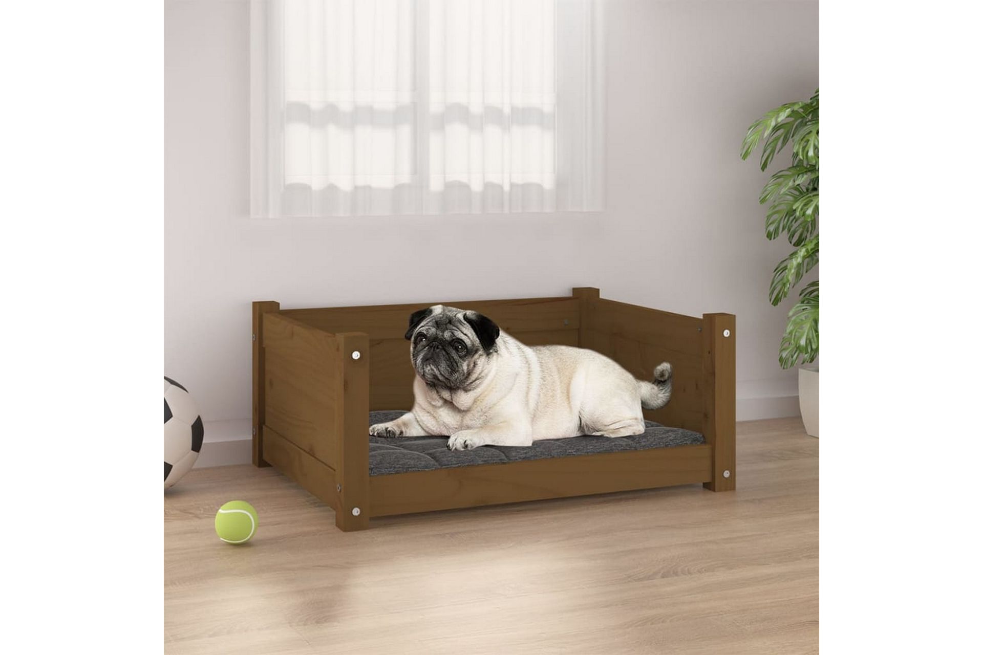 beBasic Hundeseng honningbrun 65,5x50,5x28 cm heltre furu - Brun - Sport & fritid - Til dyrene - For hund - Hundemøbler - Hundekurv & hundeseng