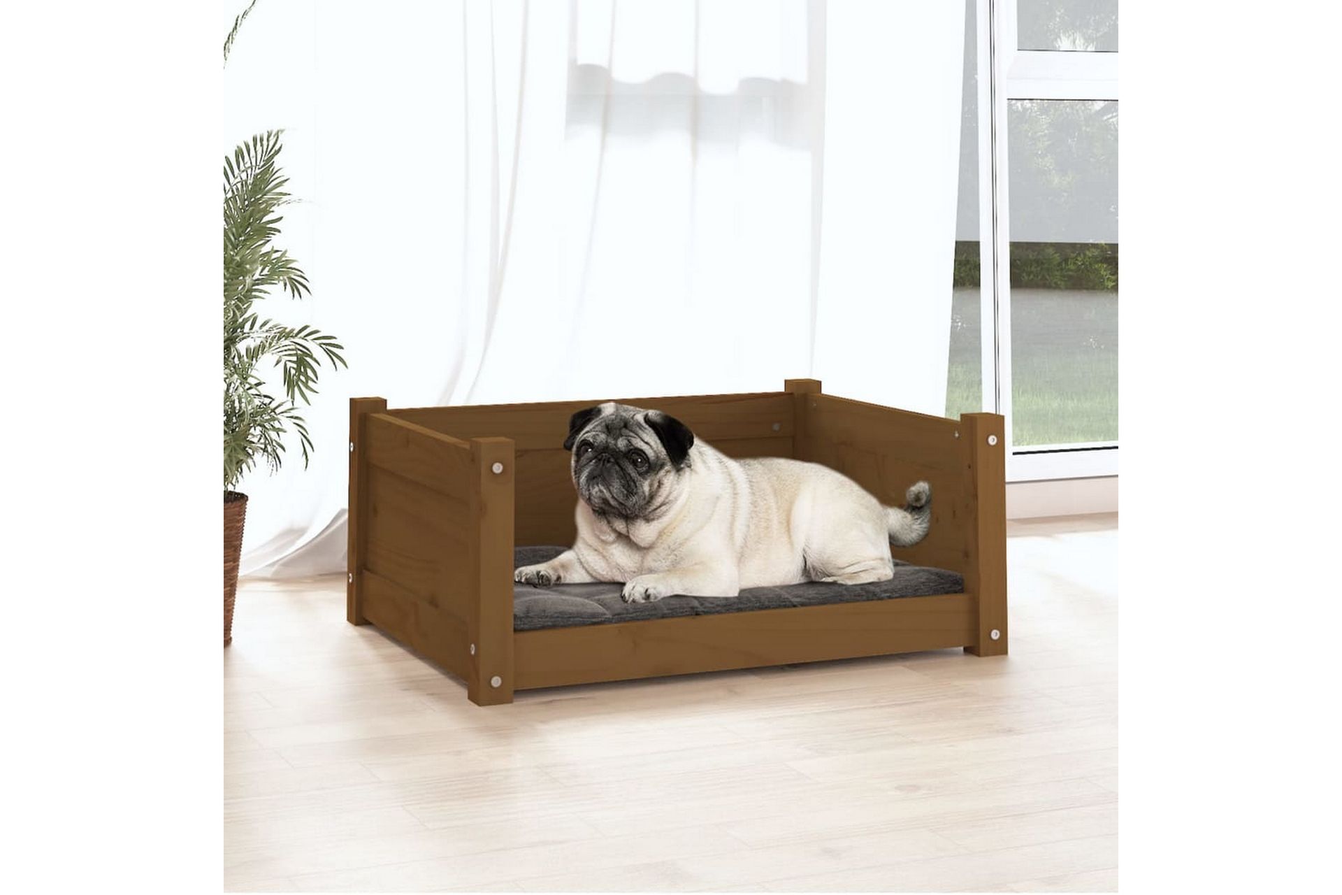 beBasic Hundeseng honningbrun 65,5x50,5x28 cm heltre furu - Brun - Sport & fritid - Til dyrene - For hund - Hundemøbler - Hundekurv & hundeseng