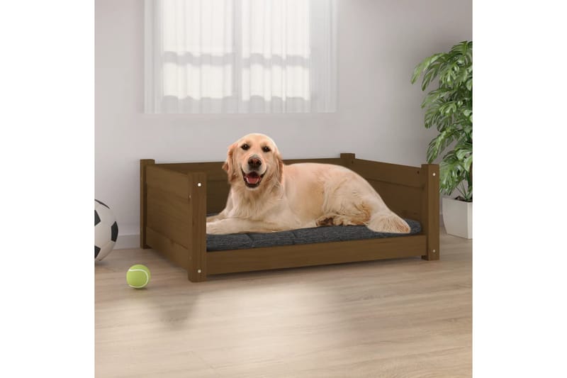 beBasic Hundeseng honningbrun 75,5x55,5x28 cm heltre furu - Brun - Hundemøbler - Hundekurv & hundeseng