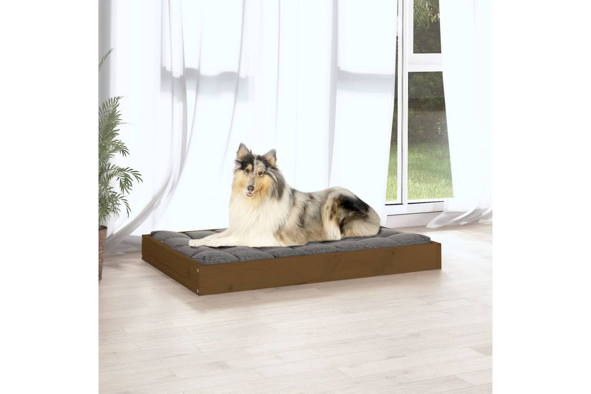 beBasic Hundeseng honningbrun 91,5x64x9 cm heltre furu - Brun - Sport & fritid - Til dyrene - For hund - Hundemøbler - Hundekurv & hundeseng