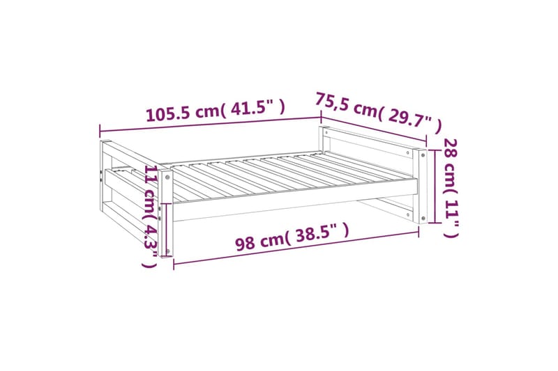 beBasic Hundeseng hvit 105,5x75,5x28 cm heltre furu - Hvit - Sport & fritid - Til dyrene - For hund - Hundemøbler - Hundekurv & hundeseng