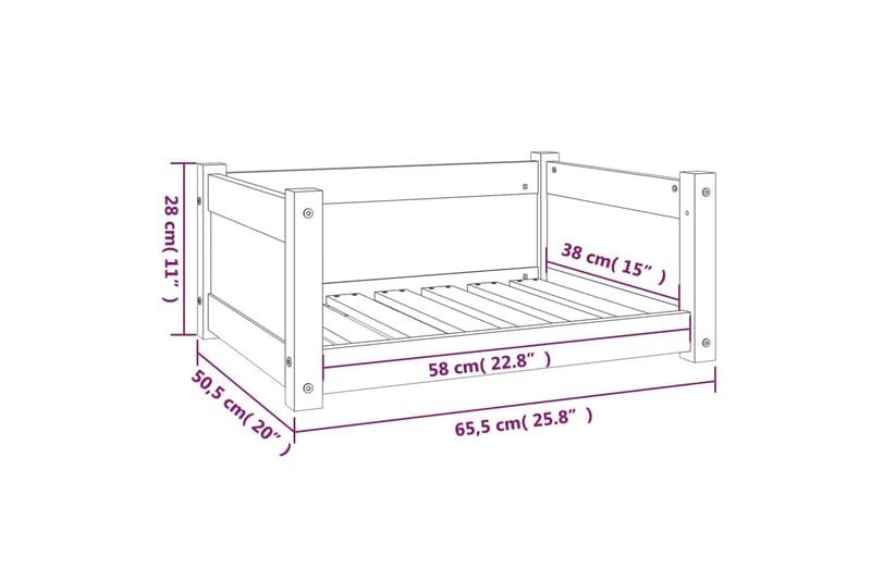 beBasic Hundeseng hvit 65,5x50,5x28 cm heltre furu - Hvit - Hundemøbler - Hundekurv & hundeseng